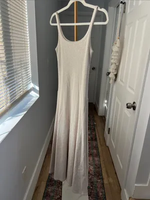Buck Mason Surplus Rib Scoop Neck Midi Dress Neutral Heather Cream XS $118 thumbnail 4