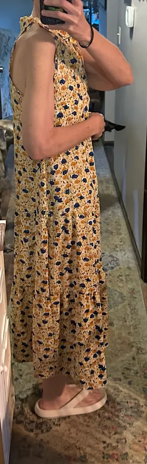 PRETTYGARDEN Floral Halter Maxi Dress Sleeveless Yellow Blue Size S thumbnail 4