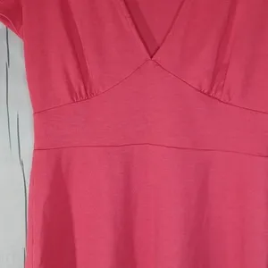 Zara Pink deep v-neck Short-Sleeve Coquette Feminine fit and flare dress thumbnail 8