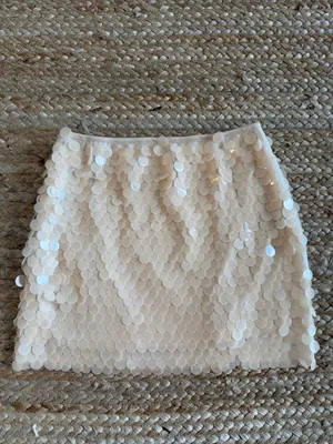 Ivory paillette sequin mini skirt thumbnail 4