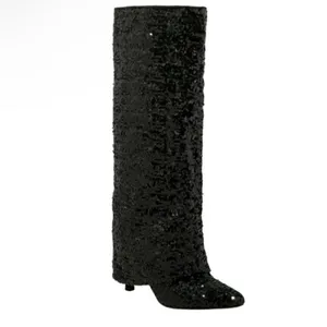 Black Sequin Women's Boots NWT 8.5 thumbnail 3
