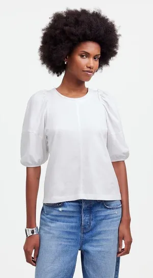 Women’s Madewell Puff-Sleeve Tee White Size Small NWT #NT331 thumbnail 1