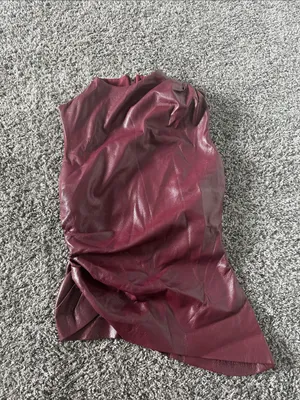 HOUSE OF CB ALLEGRA Wine Vegan Leather Asymmetric Top, Size X-Small, $148 thumbnail 10