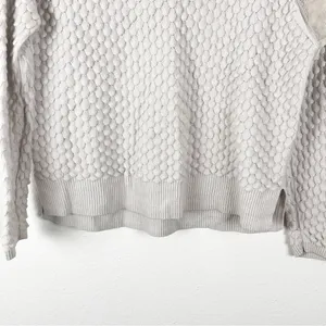 FRENCH CONNECTION Off White Wool Blend Mesh Sleeves Textured Sweater Small thumbnail 6