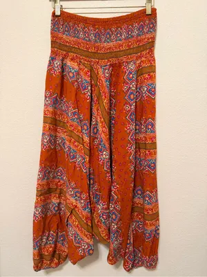 Hippie Pants harrem pants, flowy and soft rayon, bohemian print, pull up, sz M/L thumbnail 4