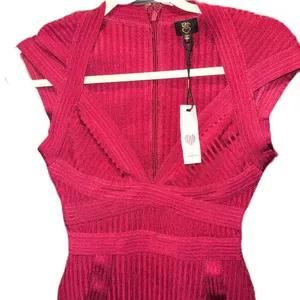NWT Elegant Burgundy Bandage Dress Size Small thumbnail 1