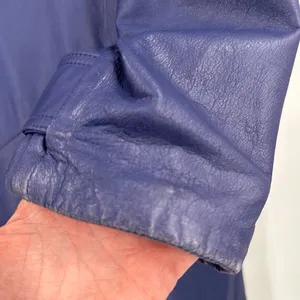 Wilsons Leather Trench Coat Womens M Blue Thinsulate Zip Lining Vintage 90s thumbnail 10