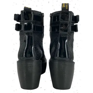Dr. Martens Caitlin Black Reptile Snakeskin Wedge Buckles Ankle Boots Size 6 thumbnail 11