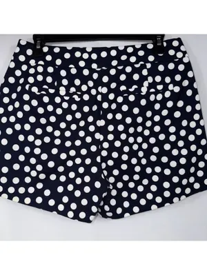 J.Crew Navy Blue White Polka Dot Pleated Shorts Women’s Size 6 thumbnail 6