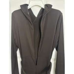 NWOT Lauren Ralph Lauren Brown Belted Mockneck Jersey Dress 14 Stretch thumbnail 7