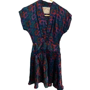 Anthropologie Trovato 100% silk Jewel Tone mini Party dress Spring Summer flirty thumbnail 10