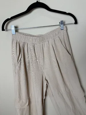 Bershka European Linen Blend Cargo Wide Leg Pants Trousers Size Small thumbnail 3