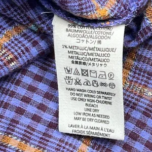 Free People Purple Plaid Metallic Button Down Shirt Womens Small Oversized Top thumbnail 8