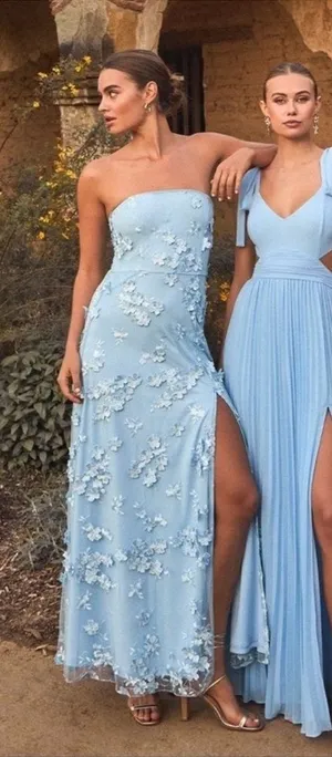 LULU’S Rare Presence Powder Blue 3D Floral Embroidered Maxi Dress thumbnail 1