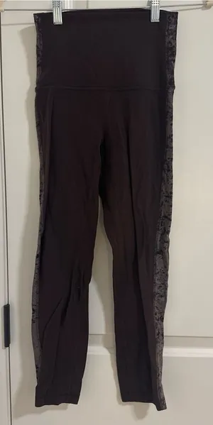lululemon athletica Black Leggings with Velvet Side Panels thumbnail 1