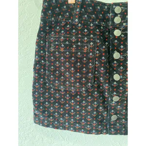 Free People Black Print Corduroy Mini Skirt Size 29 Boho Preppy thumbnail 3