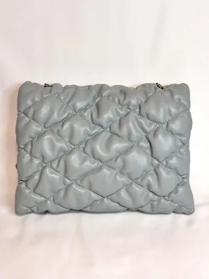 Zara Quilted Chain-Shoulder Bag - Light Gray thumbnail 3