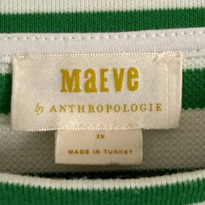 Maeve Anthropologie Green White Striped Corset-Waist 2X Sweatshirt Top OP1682588 thumbnail 5