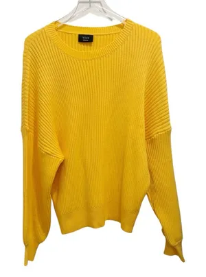 VICI Ribbed Knit Sweater size‎ Medium Yellow Drop Shoulder Crewneck Oversized thumbnail 1
