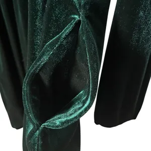 KOJOOIN Green Velvet Peter Pan Collar Dress 2XL Long Sleeve Pockets Dark Morii thumbnail 7