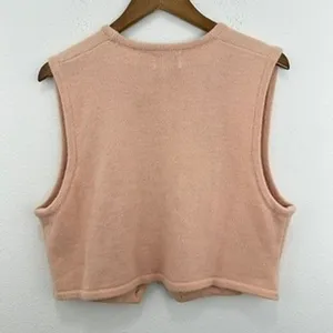 Cricket Lane Petites Vintage Pink‎ Peach Knit Vest Embellished Floral Grannycore thumbnail 5