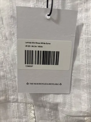 Princess Polly Curve Women’s Lorinda Mini Dress Size 20 White NWT Sorority Rush thumbnail 7