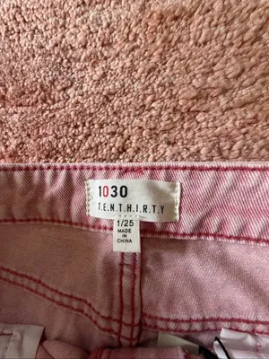 1030 Tenthirty Pink Baggy Wide Leg Jeans XS Butterfly Applique NWT thumbnail 2