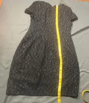 DKNY Tweed Sheath Dress Size 12 Black White Short Sleeve Made in Italy thumbnail 11