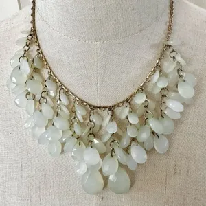 Green chandelier gold tone statement necklace thumbnail 1