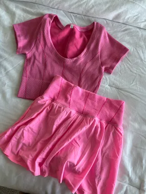 Aerie Women’s Pink Seamless Crop Top & Skirt Set thumbnail 1