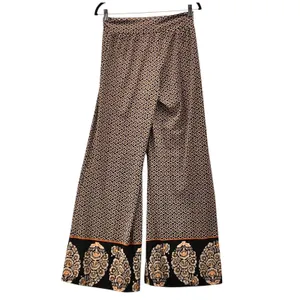 Wide Leg Boho Swim Cover Up‎ Pants Black Large thumbnail 2