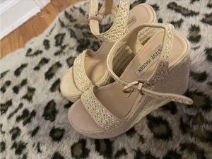 Steve Madden Beige Woven Espadrille Wedge Sandals thumbnail 3