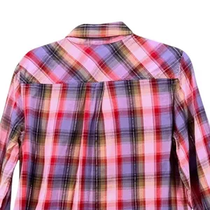 Talbots Button Up Shirt‎ Purple Plaid M thumbnail 4