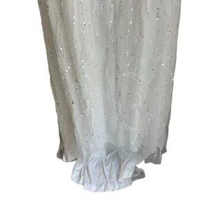 Lulus Glamourous Ever After White Sequin Beaded Backless Maxi Dress Medium Bride thumbnail 6