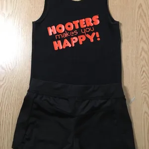 B64 #28 Womens Hooters Girl Uniform Tank Top & Shorts Black Size Xs/Xxs thumbnail 7