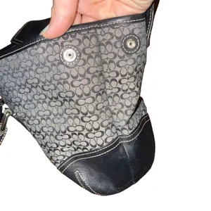 Vintage Soho Coach Signature Demi Buckle Flap Shoulder Bag 6388 Charcoal Black thumbnail 9
