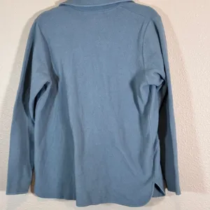 LL Bean Teal Blue Fleece Chore Coat Jacket Womens M Fall Casual Workout Barncoat thumbnail 3