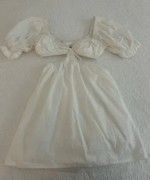 Princess Polly Cream Puff-Sleeve Tie-Front Mini Dress thumbnail 1