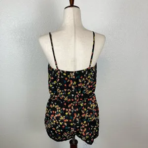 Urban Outfitters Kimchi Blue Black Floral Button Front Baby Doll Romper womens M thumbnail 7