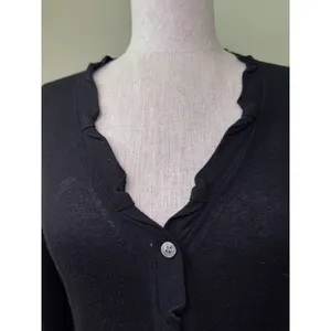 Elie Tahari Women's Silk Cashmere Ruffle Long Sleeve Button Black Cardigan XS thumbnail 13