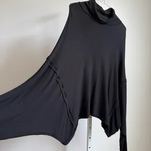 Free People We The Free Relaxed Witchy Slouchy Lagenlook Cowl Neck Top XS Black thumbnail 2