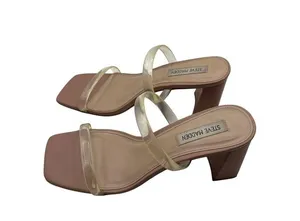 Steve Madden Size 8 High Heel Sandals Beige With Clear Straps thumbnail 1