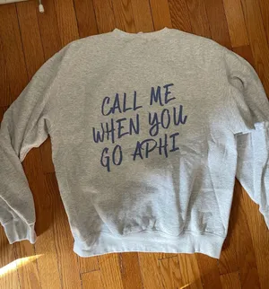 Gray Graphic Crewneck Sweatshirt - "Call Me When You Go A Phi" thumbnail 1