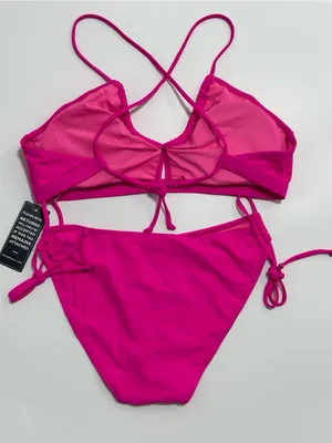 Blooming Jelly Women's Hot Pink Strappy Bikini Set by thumbnail 2