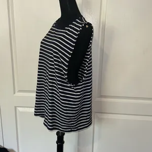 Lululemon Navy Blue Stripe Stretch Muscle Tank thumbnail 3