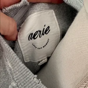 AERIE the chill cozy crew sweatshirt distressed gray comfy‎ lounge size medium thumbnail 2