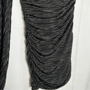Lucy in the Sky Black‎ Ruched One Shoulder Long Sleeve Bodycon Mini Dress Large thumbnail 3