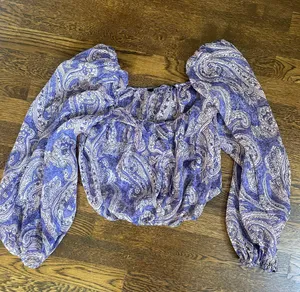 sheer Cropped Purple Blouse Size S thumbnail 3