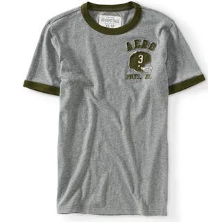 Aeropostale Gray and Green Raglan Logo Tee thumbnail 1