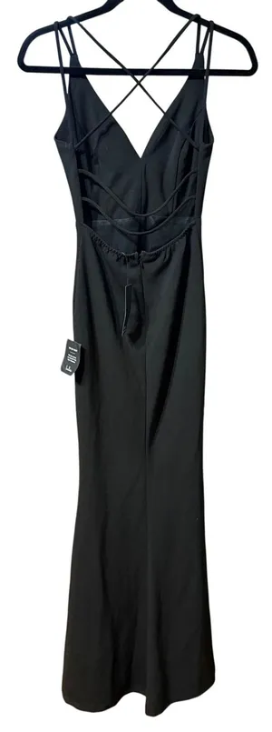 Lulus Black Maxi Dress XS V-Neck Crisscross Back‎ Mermaid Gown NWT thumbnail 1
